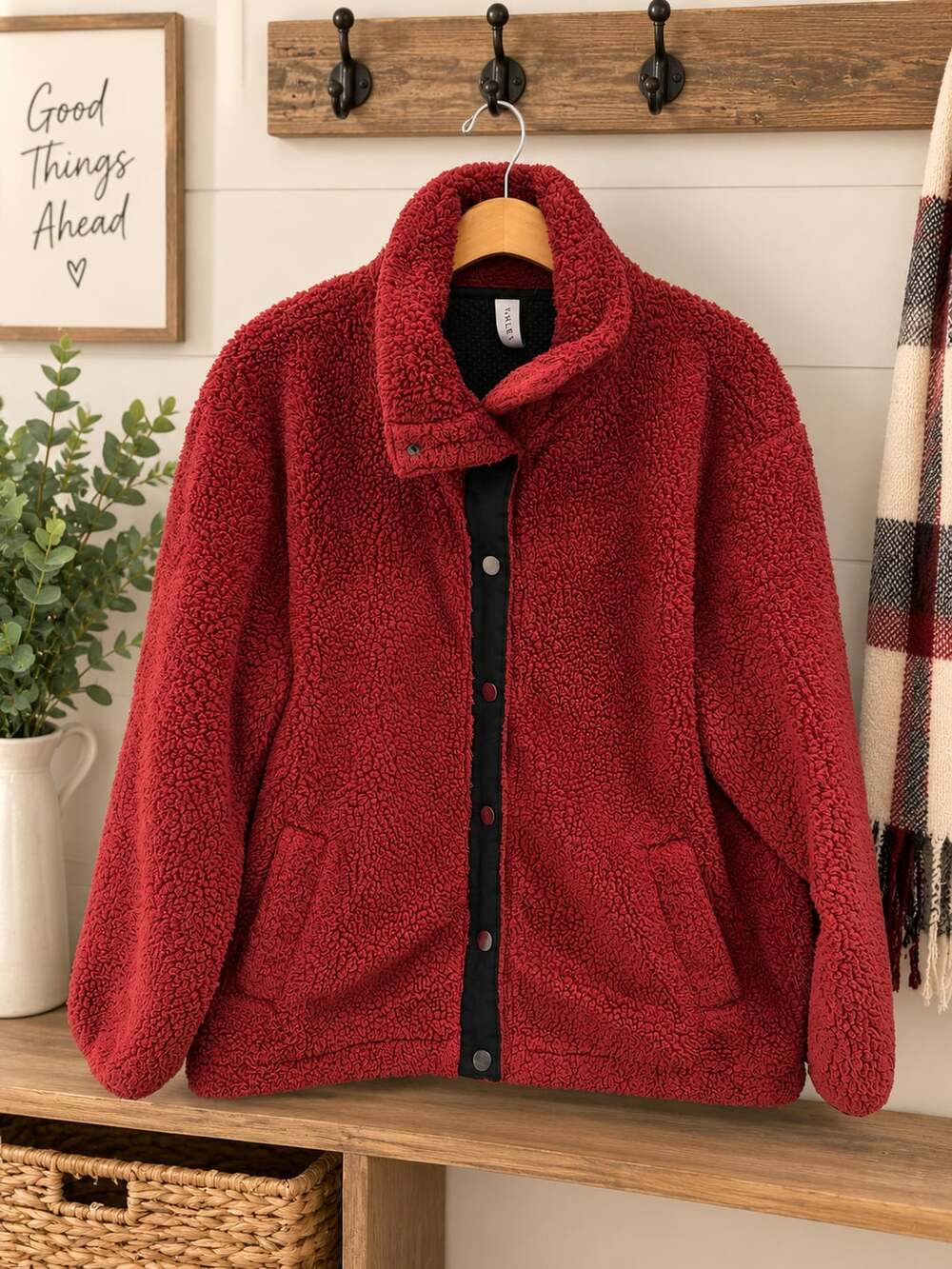 Varley Women’s Sherpa Jacket Red Sz L EUC